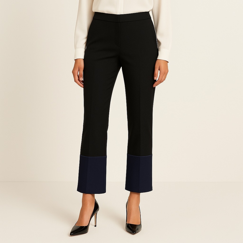 Derek Lam New York Wool Blend Two-Tone Wide Cuff Pants